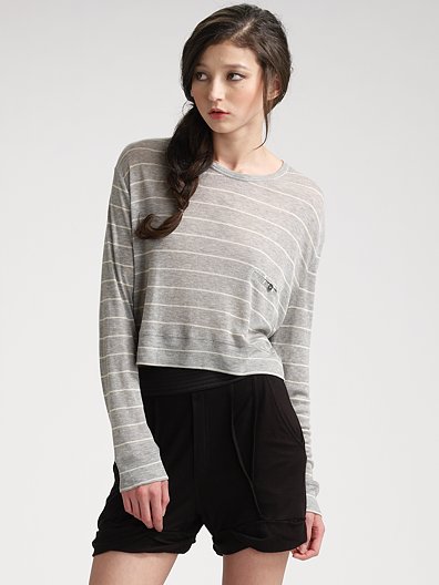 Alexander Wang Cropped Striped Tee