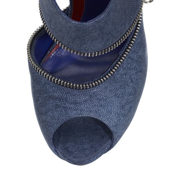 Alexander McQueen Zipper Skull Slingback Sandals Blue