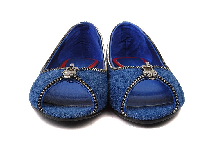 Alexander McQueen Leather zip Flat Shoes Blue