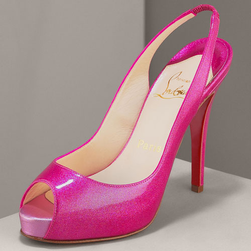 Christian Louboutin Glitter Patent Slingback Pink