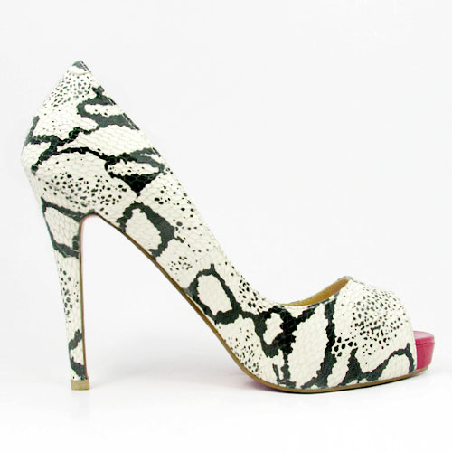 Christian Louboutin peep-toe concealed platform pump snakeskin p