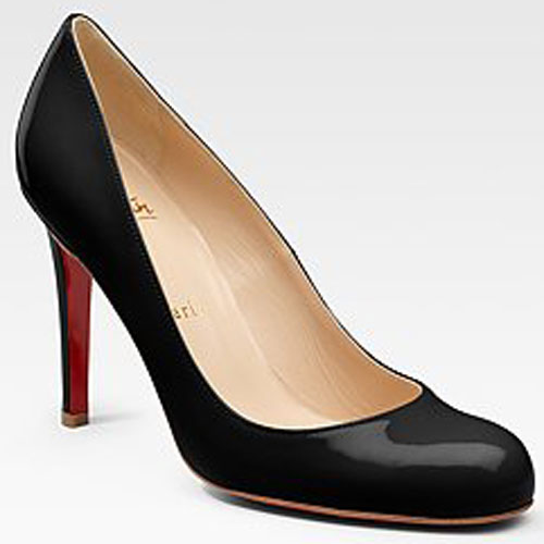 christian louboutin Metallic black patent pump